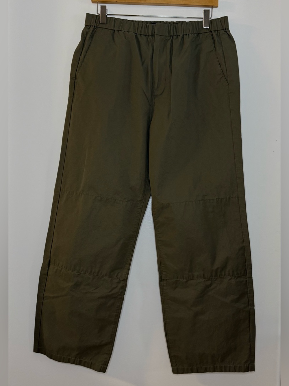 Vince Olive Green Pull-On Wide Leg Pants Size Medium Cotton Blend Elastic Waist